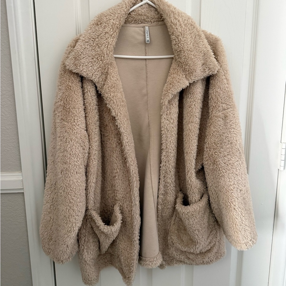Z Supply Plush Beige Teddy Jacket